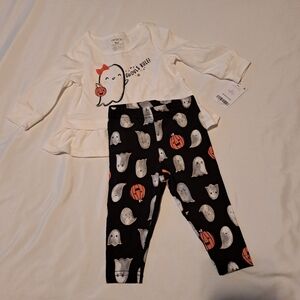 Carter's girls 9 months Halloween ghost 2 piece set NWT